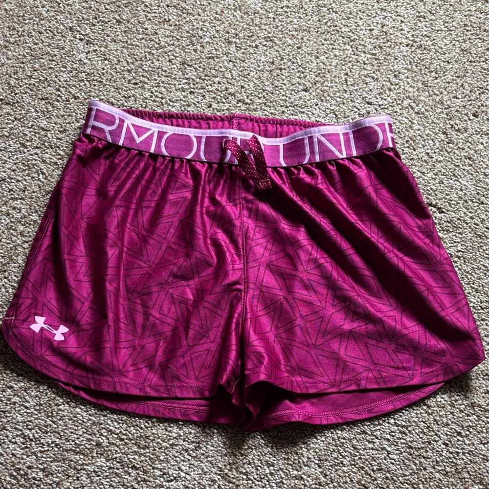 Under Armour Girls Maroon/Pink Athletic Shorts